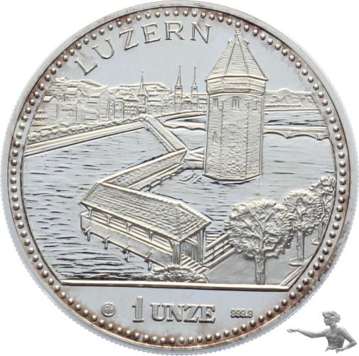 1994 Luzern Kappellbrücke - 1 Unze Feinsilber 999
