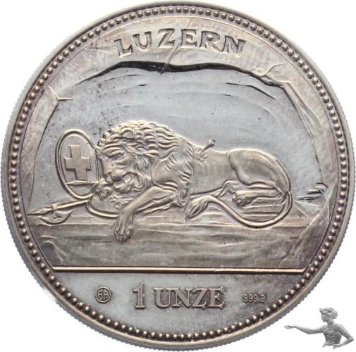 1988 Löwendenkmal Luzern - 1 Unze Feinsilber 999