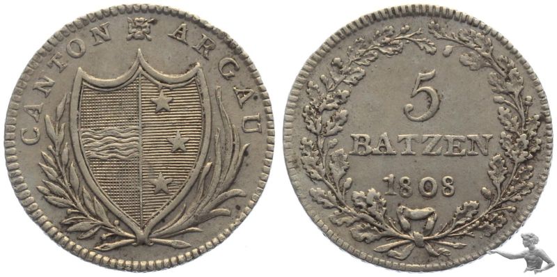 Aargau 5 Batzen 1808 Silber