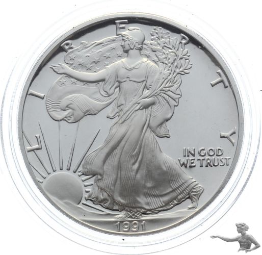 Silver Eagle 1991 Proof -- 1 Unze Feinsilber 999
