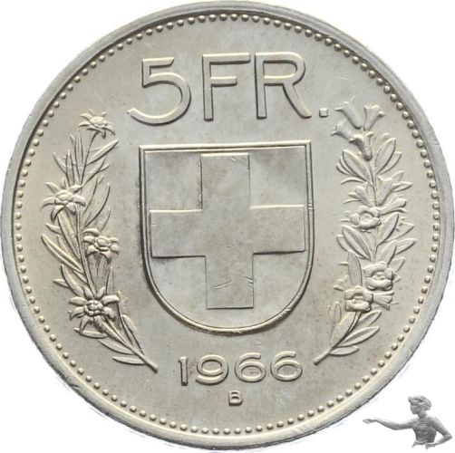 5 Franken 1966 B - Runder Geburtstag im Jahr 2026 !!!